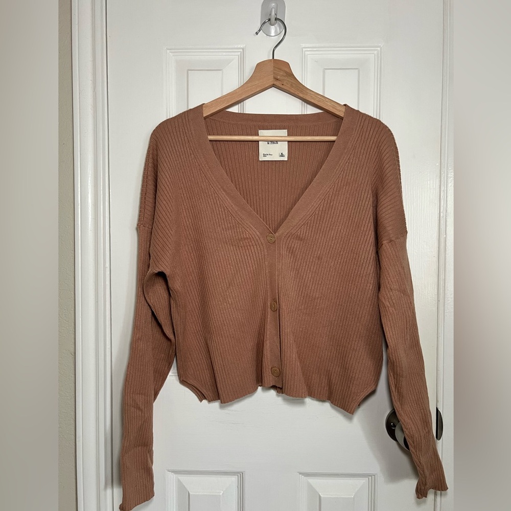 ABERCROMBIE | Brown Ribbed Cardigan Sweater size XL